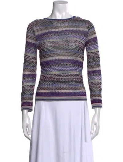 Pre-owned Missoni Patterned Crew Neck Top In Purple