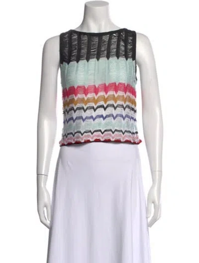 Pre-owned Missoni Patterned Crew Neck Top In White