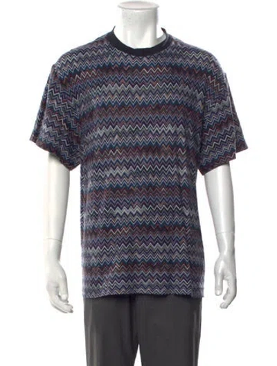 Pre-owned Missoni Patterned Crew Neck T-shirt In Blue