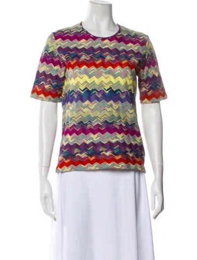Pre-owned Missoni Patterned Crew Neck T-shirt In White