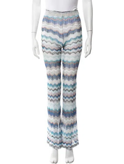 Pre-owned Missoni Patterned Flared Pants In Blue