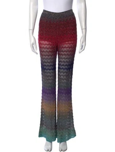 Pre-owned Missoni Patterned Flared Pants In Metallic/red