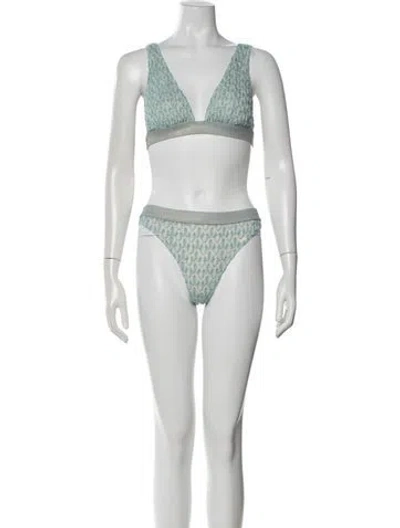 Pre-owned Missoni Patterned Glitter Accents Bikini In Blue