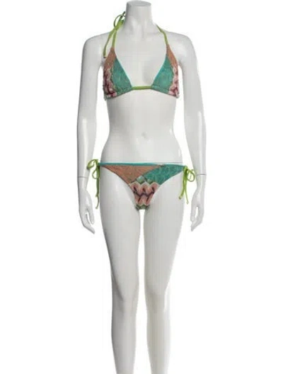 Pre-owned Missoni Patterned Glitter Accents Bikini In Multi