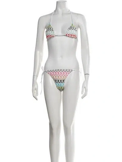 Pre-owned Missoni Patterned Glitter Accents Bikini W/ Tags In Neutrals