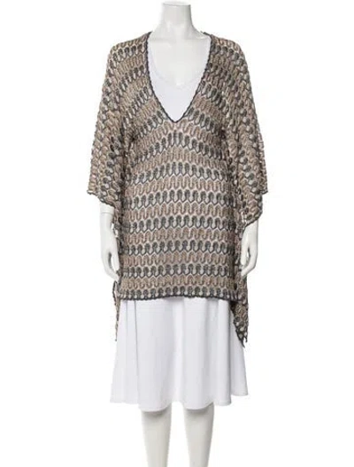 Pre-owned Missoni Patterned Glitter Accents Robe In Grey/metallic