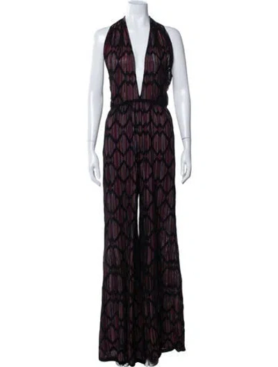 Pre-owned Missoni Patterned Halterneck Jumpsuit In Black