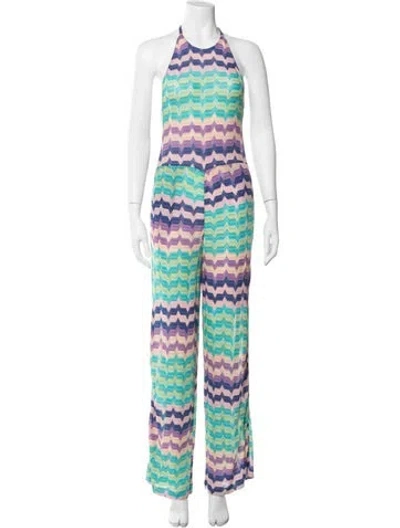 Pre-owned Missoni Patterned Halterneck Jumpsuit In Blue