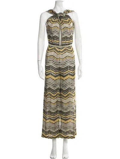 Pre-owned Missoni Patterned Halterneck Jumpsuit In Green