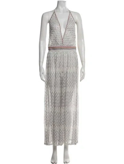Pre-owned Missoni Patterned Halterneck Jumpsuit In Metallic/neutrals