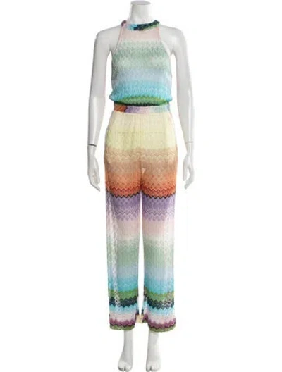 Pre-owned Missoni Patterned Halterneck Jumpsuit In Pink