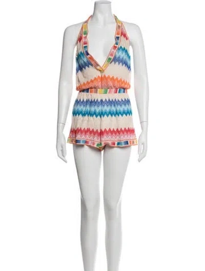 Pre-owned Missoni Patterned Halterneck Romper In Neutrals