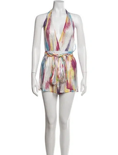 Pre-owned Missoni Patterned Halterneck Romper In White
