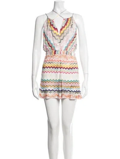 Pre-owned Missoni Patterned Halterneck Romper In White
