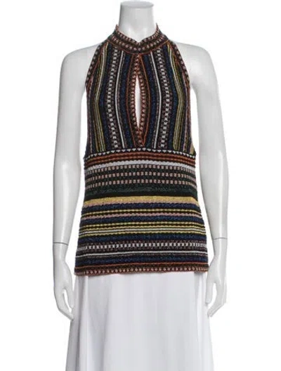 Pre-owned Missoni Patterned Halterneck Top In Silver