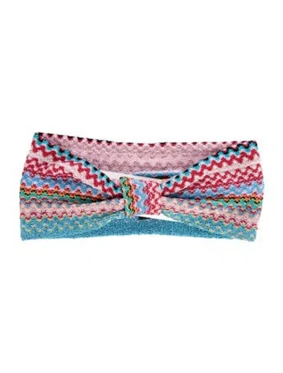 Pre-owned Missoni Patterned Headband In Blue