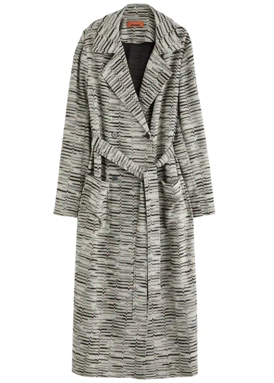 Missoni Patterned-intarsia Metallic-knit Trench Coat In Multicoloured