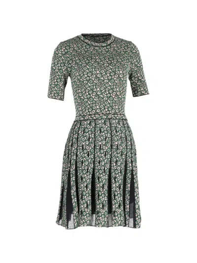 Pre-owned Missoni Patterned Jacquard Knit Dress In Green