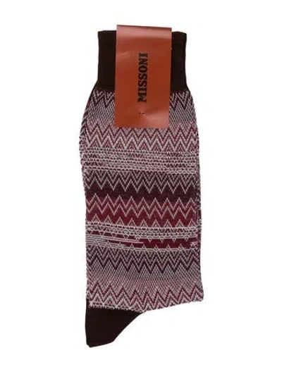 Pre-owned Missoni Patterned Knee High Socks In Burgundy