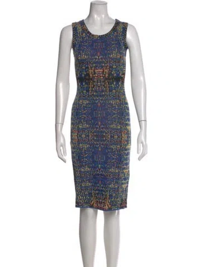 Pre-owned Missoni Patterned Knee-length Dress In Blue