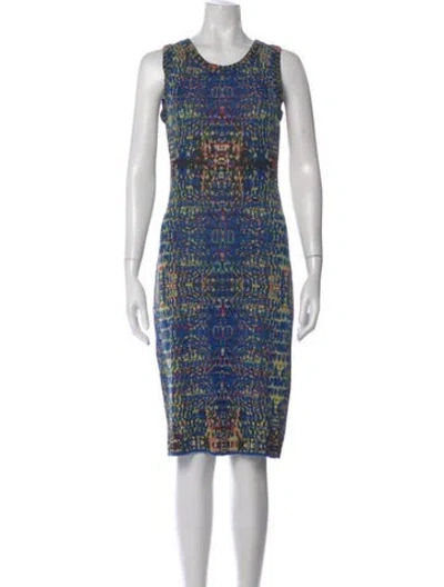 Pre-owned Missoni Patterned Knee-length Dress In Blue