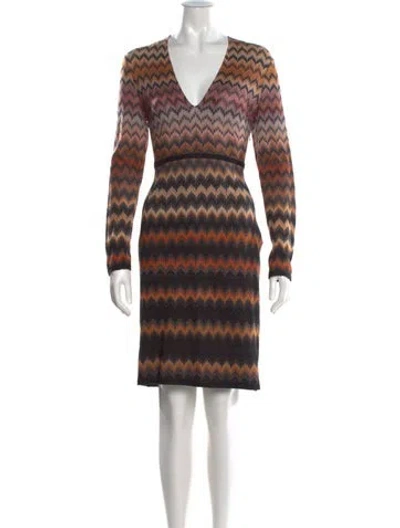 Pre-owned Missoni Patterned Knee-length Dress In Orange
