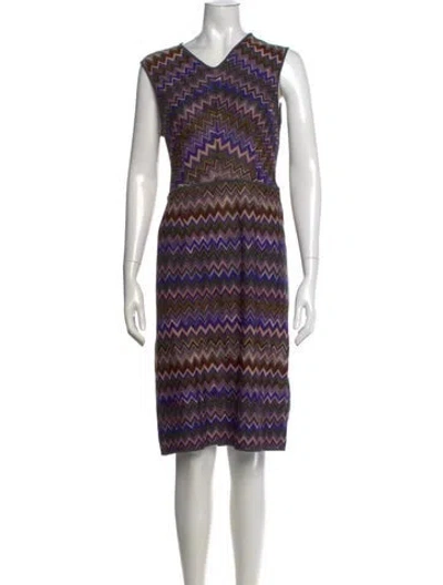 Pre-owned Missoni Patterned Knee-length Dress In Purple