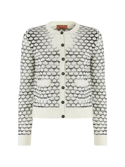 Missoni Patterned Knit Cardigan In Gray