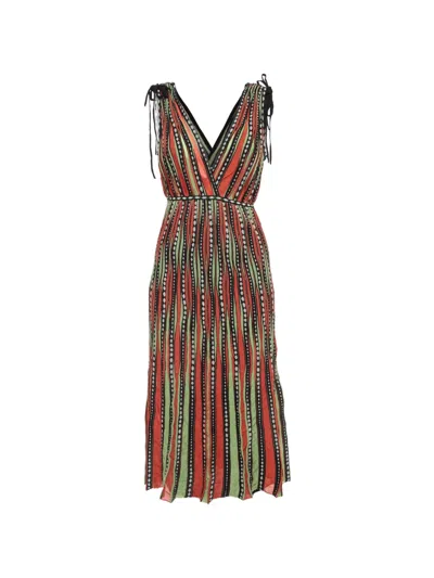 Pre-owned Missoni Patterned Knit Midi Dress In Orange