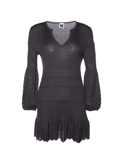 Pre-owned Missoni Patterned Knit Mini Dress In Gray