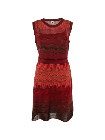 Pre-owned Missoni Patterned Knit Mini Dress In Red