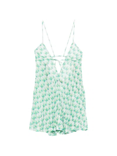 Missoni Patterned-knit Playsuit In Green