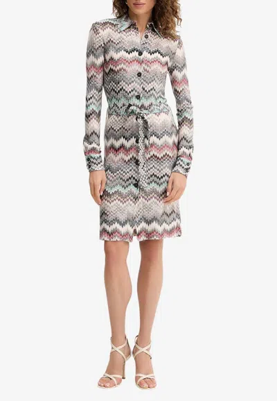 Missoni Patterned Knit Shirt Dress In Multi