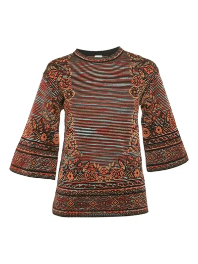 Pre-owned Missoni Patterned Knit Top In Brown