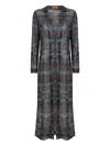 Missoni Patterned Long Cardigan In Green