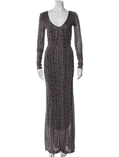Pre-owned Missoni Patterned Long Dress In Black