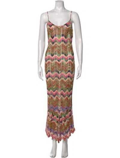 Pre-owned Missoni Patterned Long Dress In Neutral