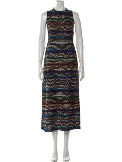 Pre-owned Missoni Patterned Long Dress In Neutral