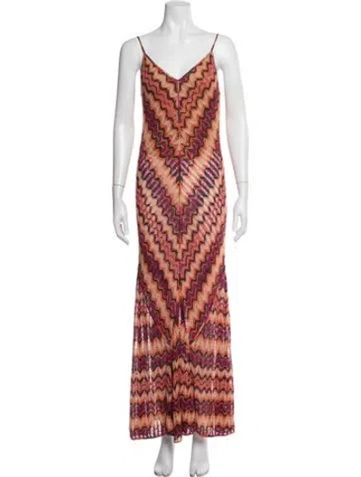 Pre-owned Missoni Patterned Long Dress In Pink