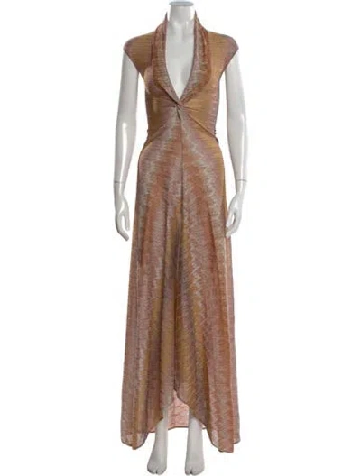Pre-owned Missoni Patterned Long Dress W/ Tags In Neutral