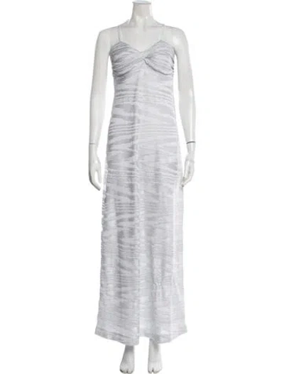 Pre-owned Missoni Patterned Long Dress W/ Tags In White