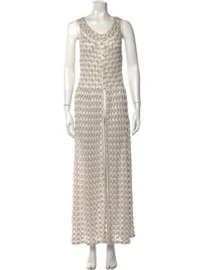 Pre-owned Missoni Patterned Long Dress W/ Tags In White