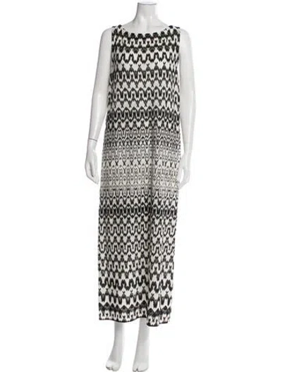 Pre-owned Missoni Patterned Long Dress In White