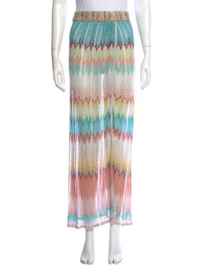 Pre-owned Missoni Patterned Long Skirt In White