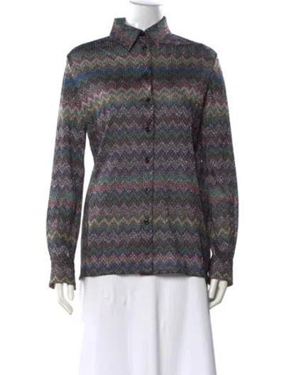 Pre-owned Missoni Patterned Long Sleeve Blouse In Multi