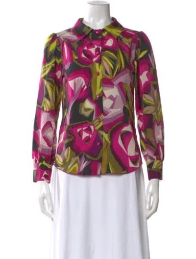 Pre-owned Missoni Patterned Long Sleeve Blouse W/ Tags In Pink