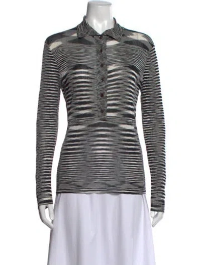 Pre-owned Missoni Patterned Long Sleeve Polo In Black