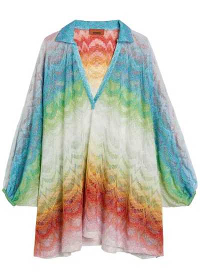 MISSONI MISSONI PATTERNED METALLIC-KNIT COVER-UP