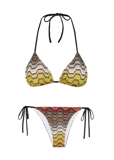 Missoni Patterned Metallic-knit Bikini In Multi