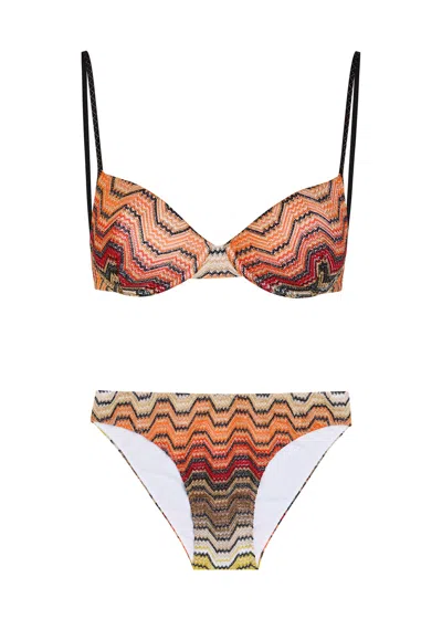 Missoni Patterned Metallic-knit Bikini In Multi